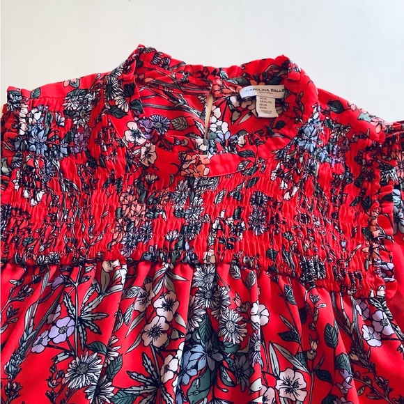 Carolina Belle Montreal Red and Blue Floral Tunic Mini Dress Size XL - Picture 6 of 10